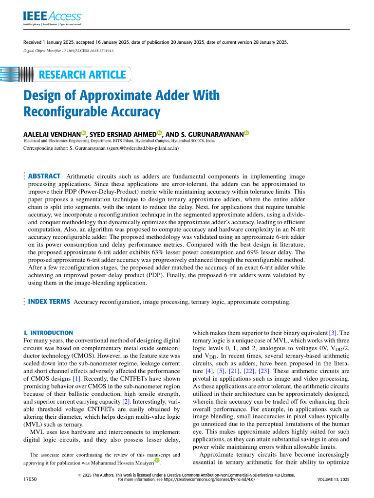 Reconfigurable Ternary Approximate Adder | PDF