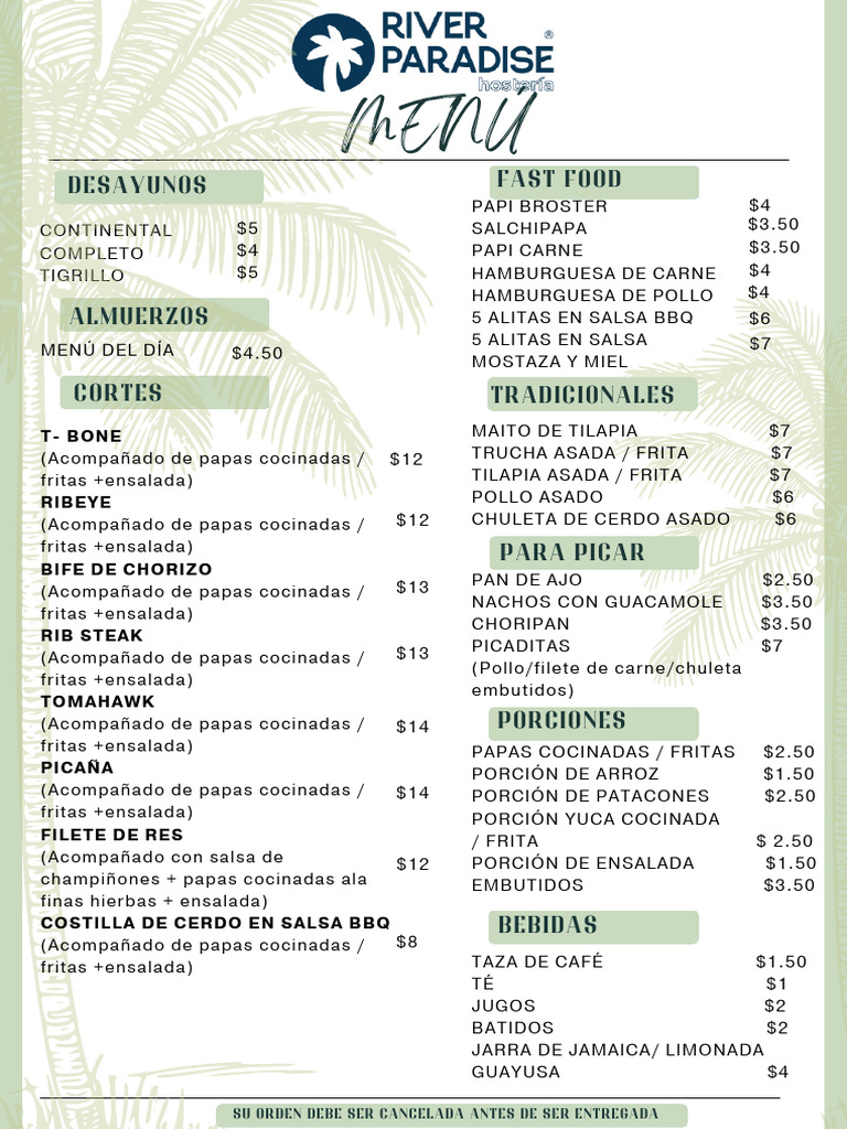 Riverparadise Menu | PDF | filete | Parilla