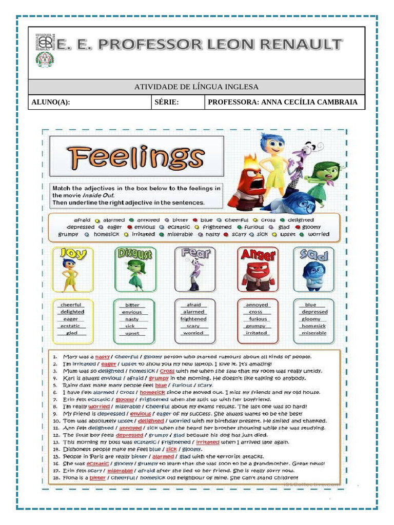 Inside Out Worksheet | PDF