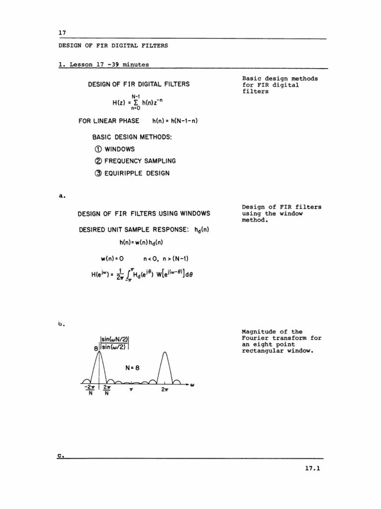 FIR Digital Filter Design Methods | PDF | Low Pass Filter ...