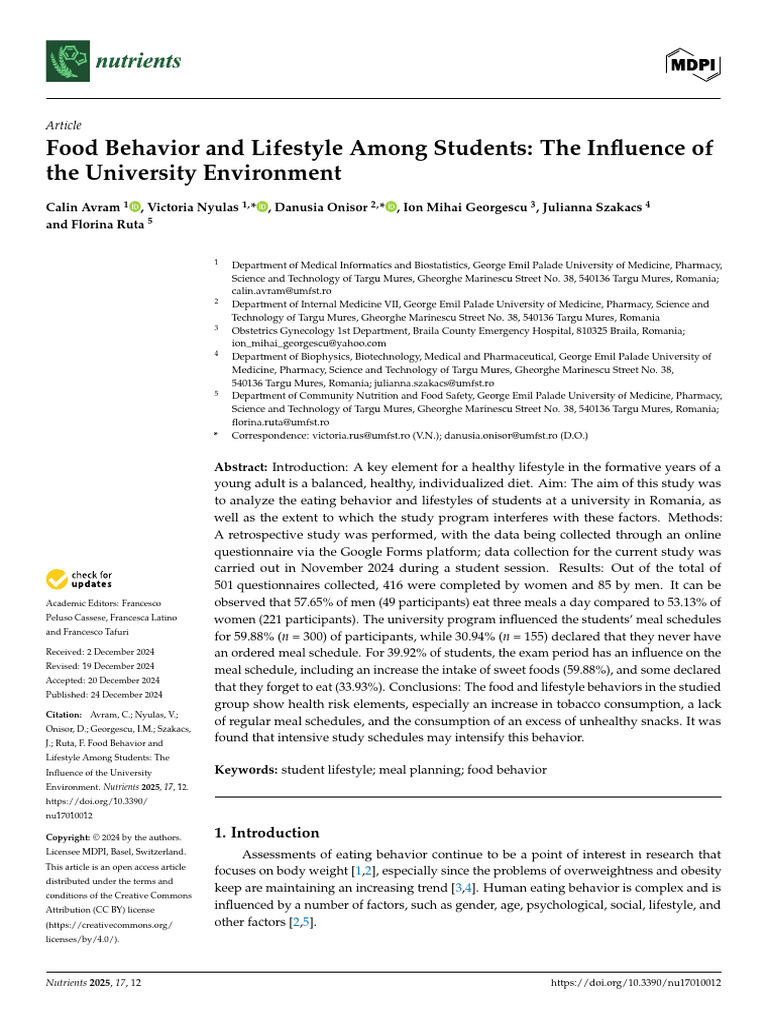 Student Food Behavior and Lifestyle Insights | PDF | Healthy Diet | Obesity