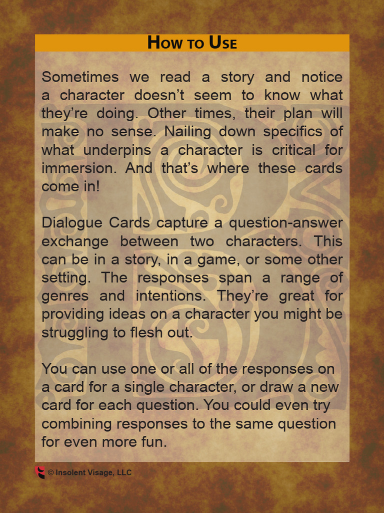 Character Dialogue Cards Guide | PDF