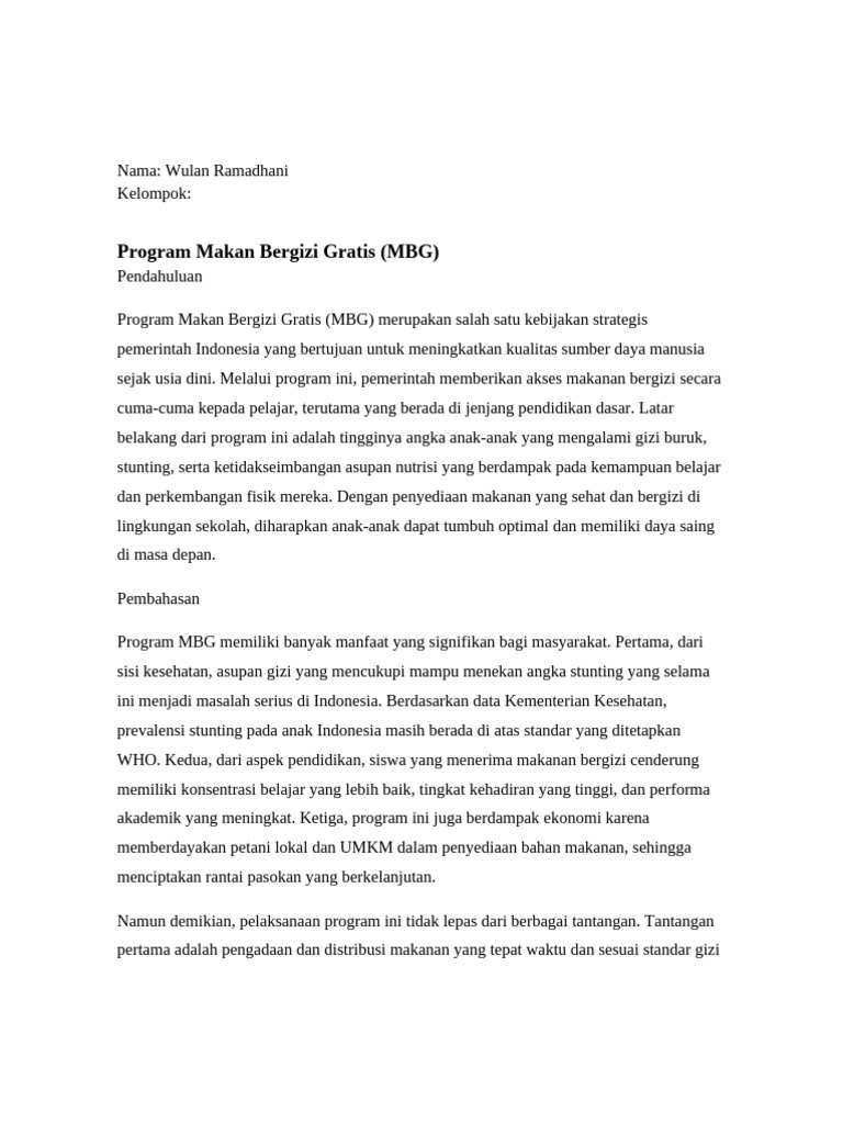 Manfaat dan Tantangan Program MBG | PDF
