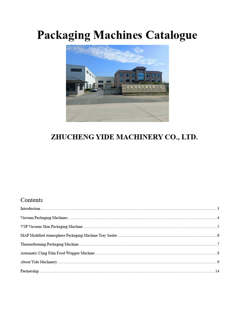 Yide Machinery Packaging Machines Catalog | PDF | Business Process ...