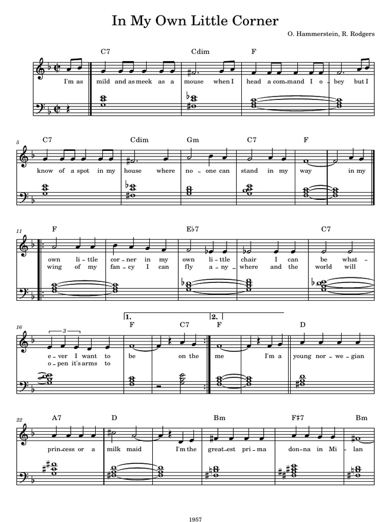 In My Own Little Corner Lyrics | PDF