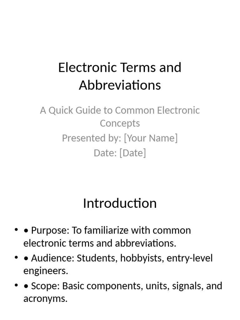 Quick Guide to Electronic Terms | PDF