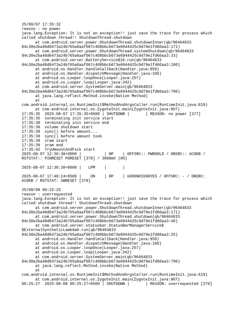 Android Shutdown Reasons Log | PDF | Embedded Linux Distributions ...