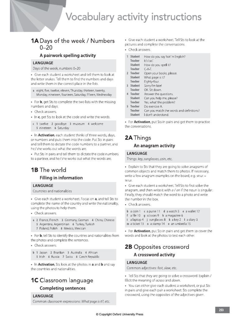 Vocabulary Keys English File Elementary | PDF