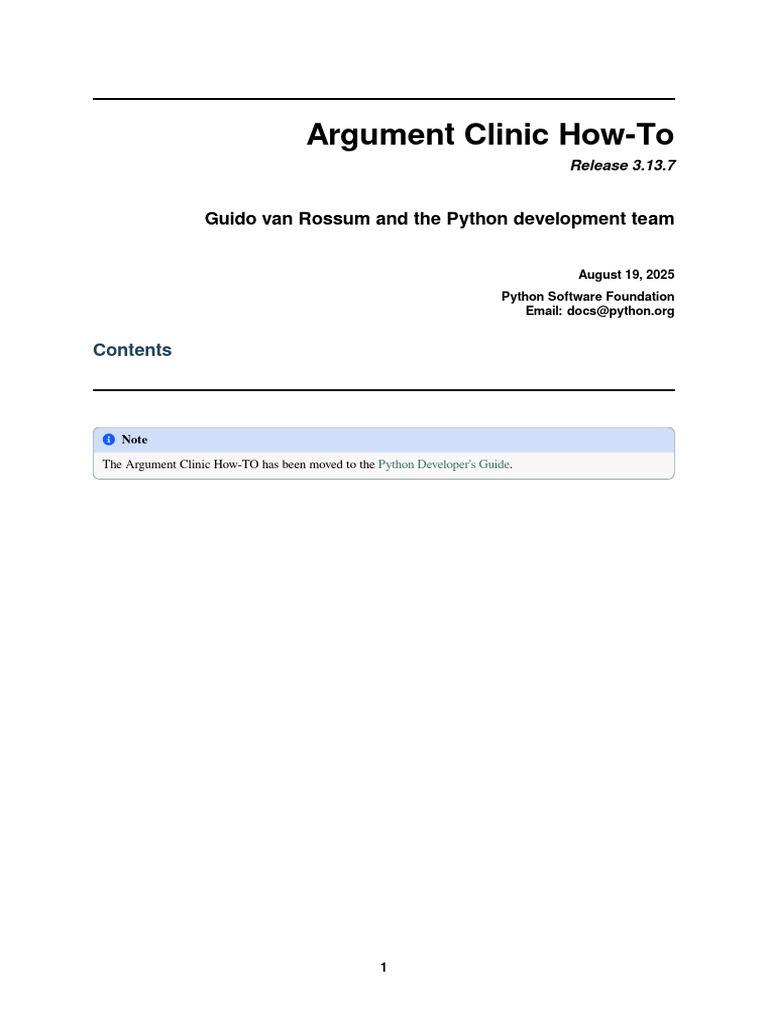 Argument Clinic Guide for Python Devs | PDF