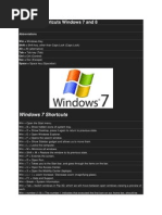 Keyboard Shortcuts Windows 7 and 8