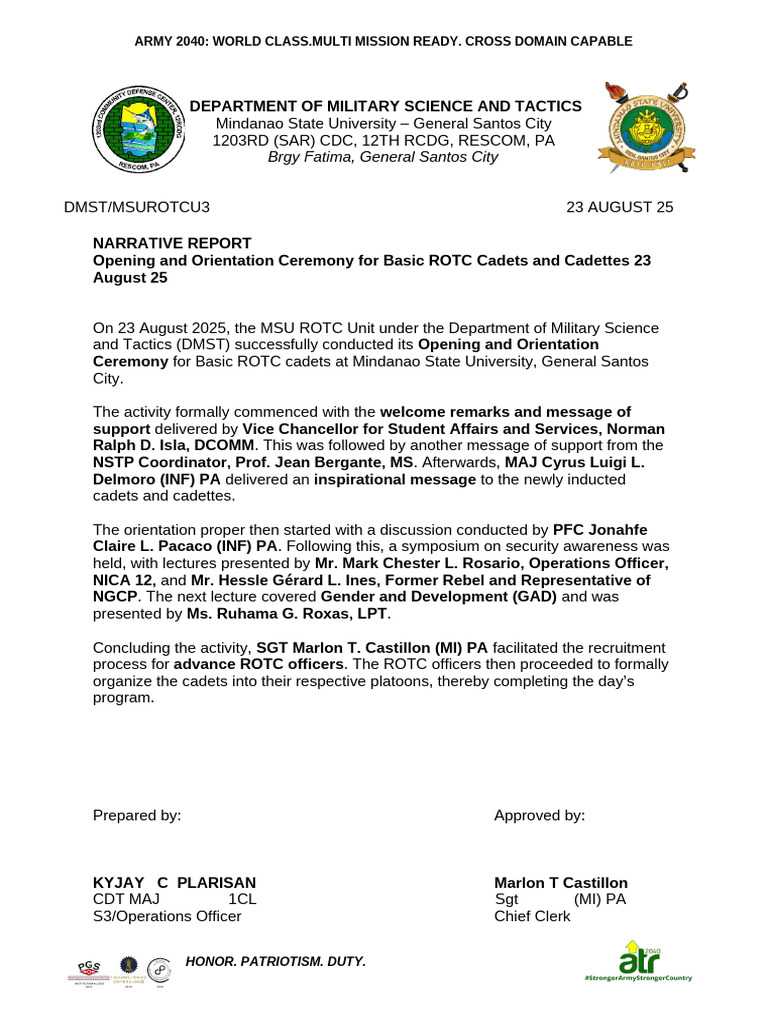 Draft. Narrative Report | PDF