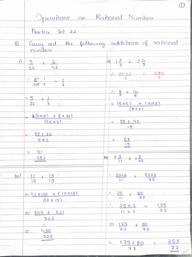 Operations On Rational Numbers - Part 1 | PDF