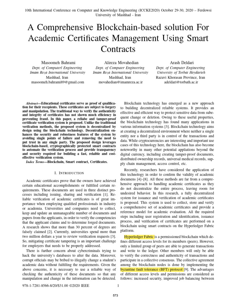 Blockchain Solution for Certificate Verification | PDF | Verification ...