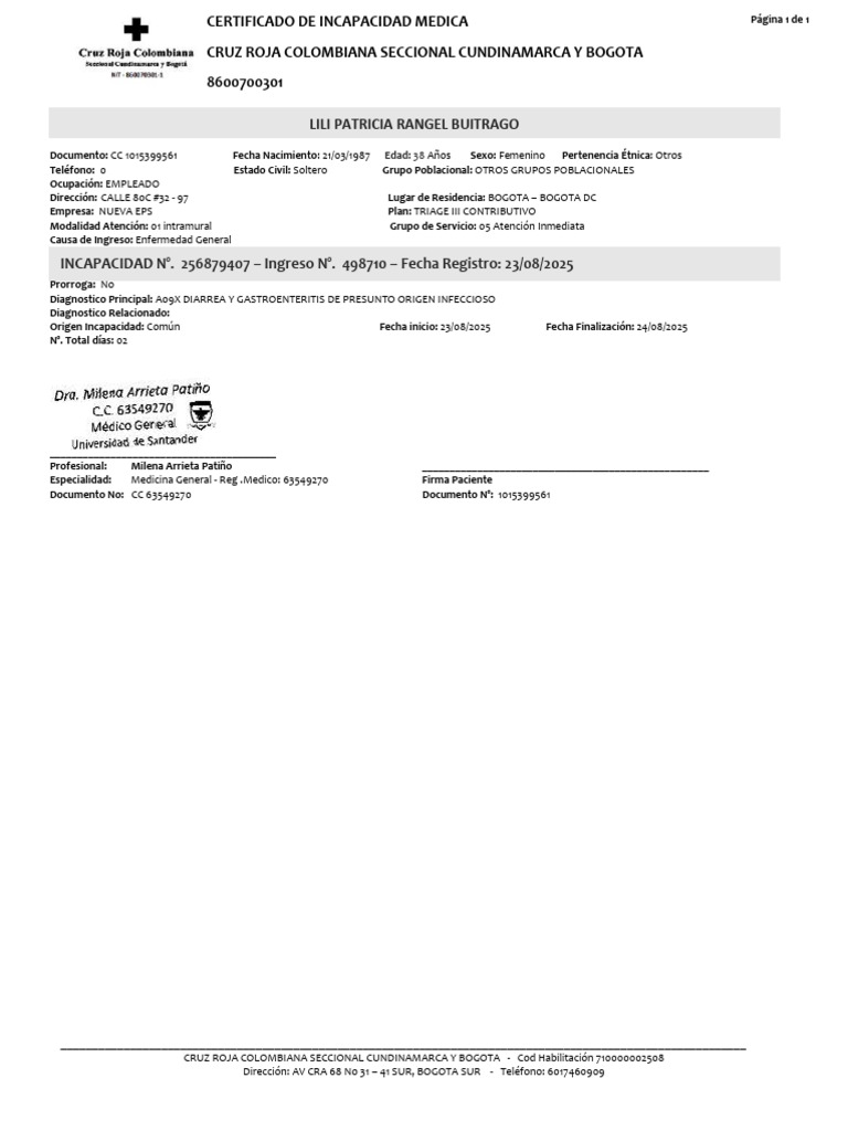 Certificado de Incapacidad Médica 2025 | PDF