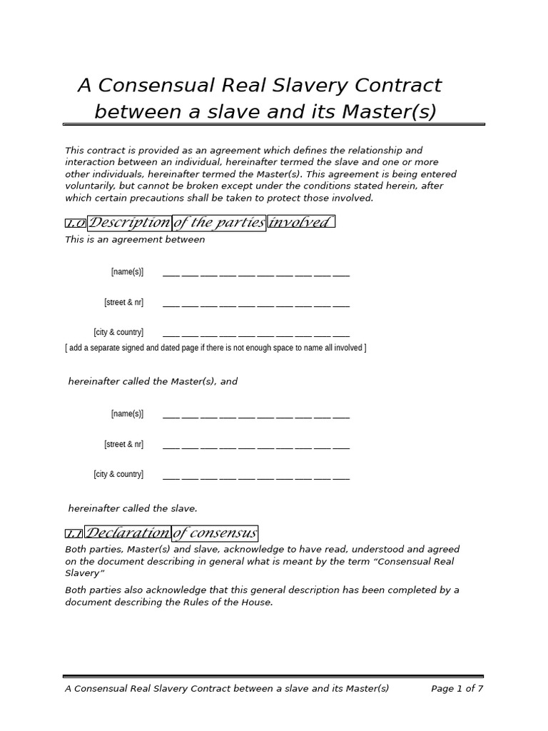 Consensual Real Slavery Contract | PDF | Slavery