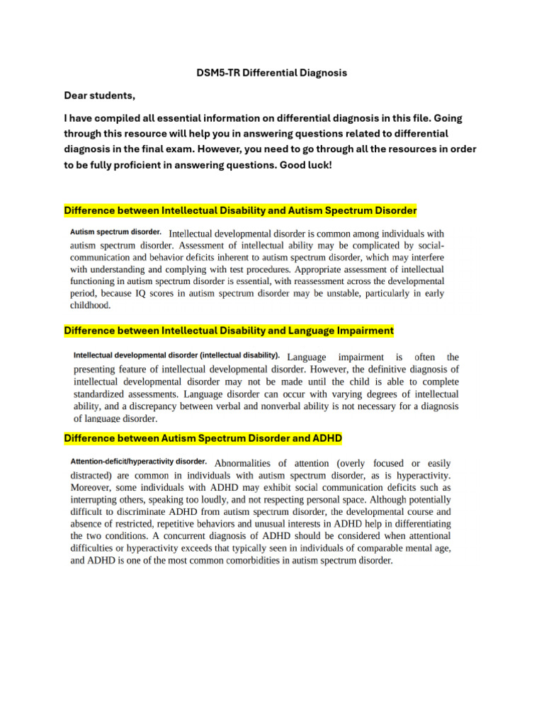 Differential Diagnosis Resources | PDF