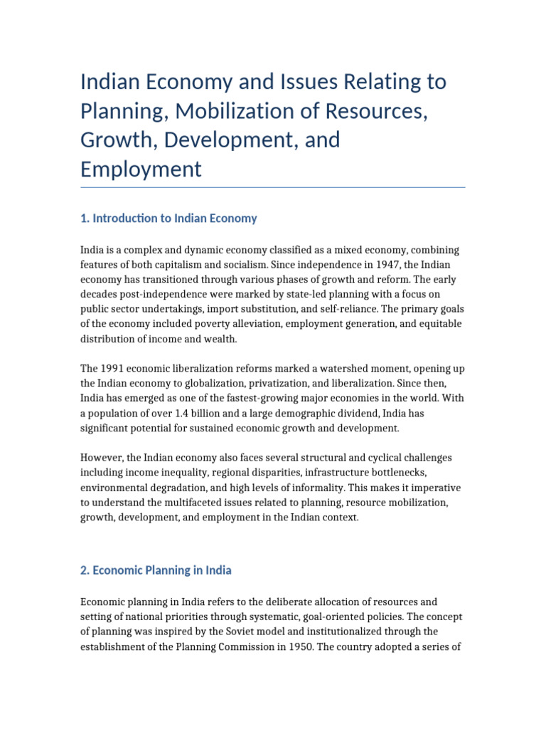 Indian Economy: Planning and Growth Issues | PDF | Economic Growth ...
