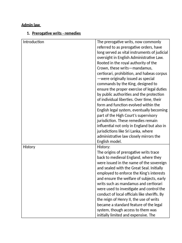 Prerogative Writs in Administrative Law | PDF | Certiorari | Writ