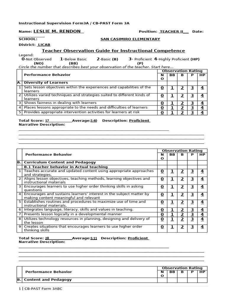 CB Past Form3abc MAMLORIE Dac | PDF | Learning | Teachers