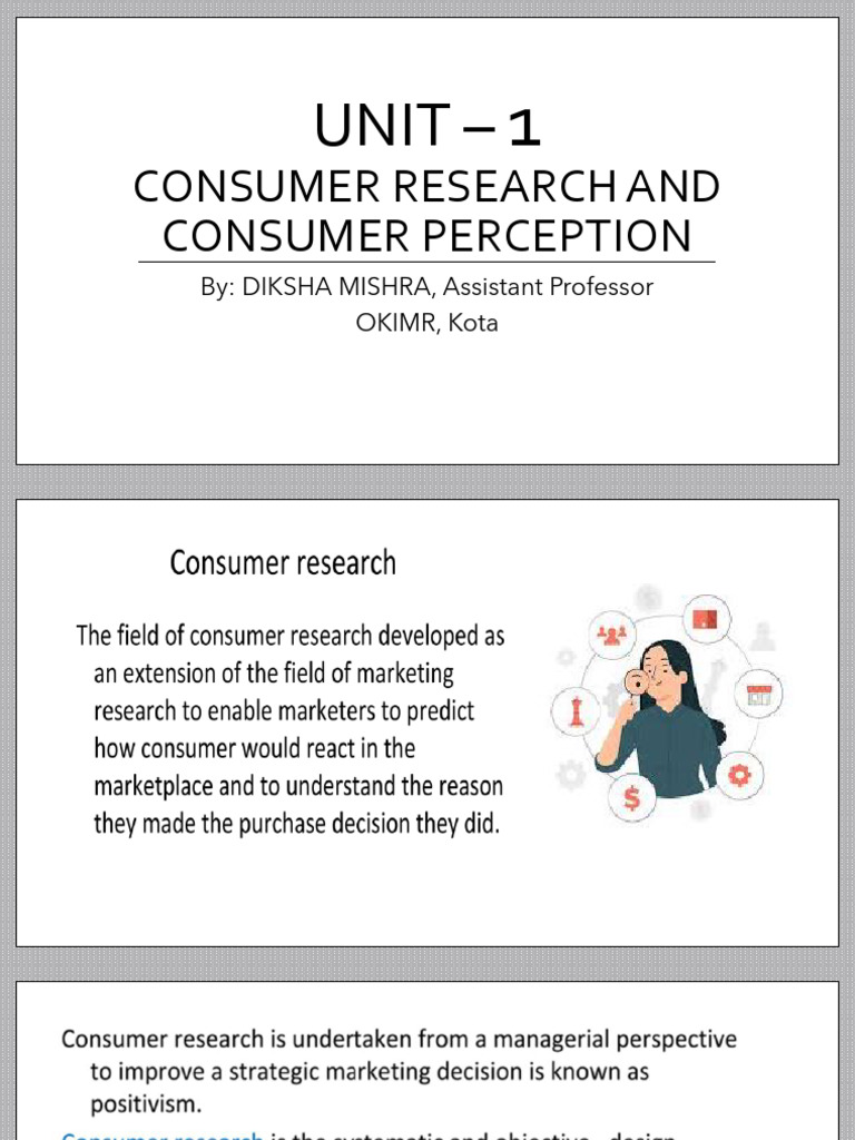UNIT - 1 Consumer Research & Consumer Perception | PDF