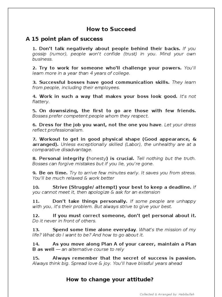 15 Steps to Personal Success Guide | PDF | Friendship | Stress (Biology)