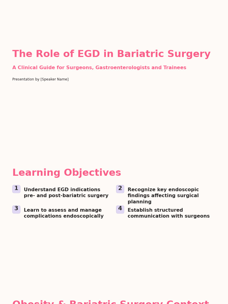 EGD's Role in Bariatric Surgery | PDF | Bariatric Surgery ...