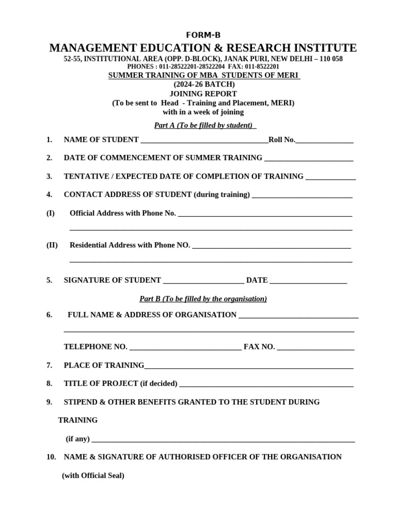 Summer Training Feeback Form | PDF