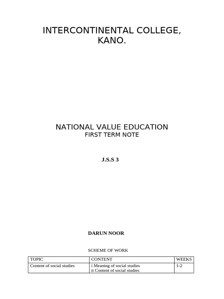 JSS3 Civic Education First Term Notes | PDF | Constitution | Natural ...