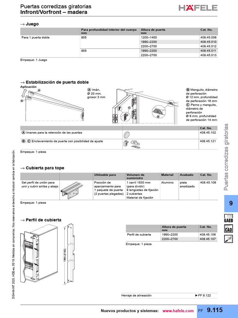 Sistema corredizo Hafele 408.45.012 | PDF