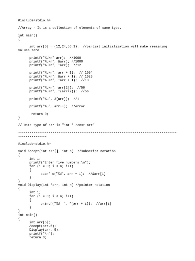 C Programming: Array Operations Guide | PDF | Integer (Computer Science ...
