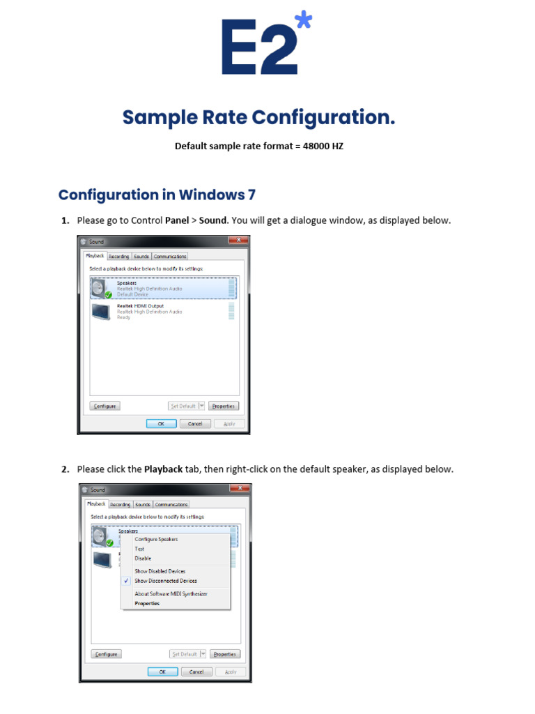 Sample Rate Configuration v.2 | PDF