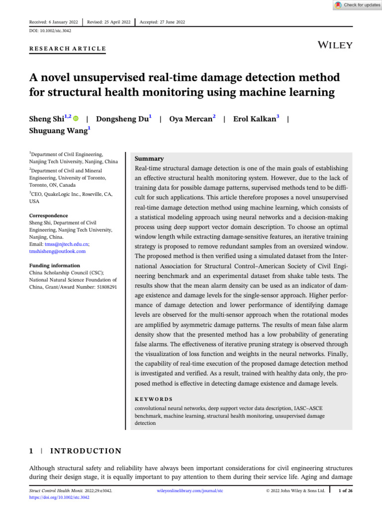 Unsupervised Real-Time Damage Detection | PDF | Applied Mathematics ...