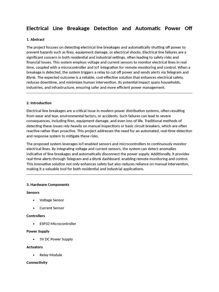 LT Line Break Detection System | PDF | Electric Power Transmission ...
