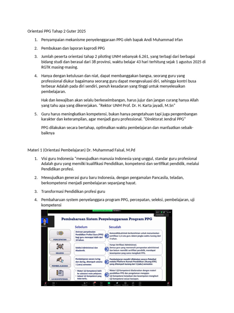 Orientasi PPG Tahap 2 Guter 2025 | PDF