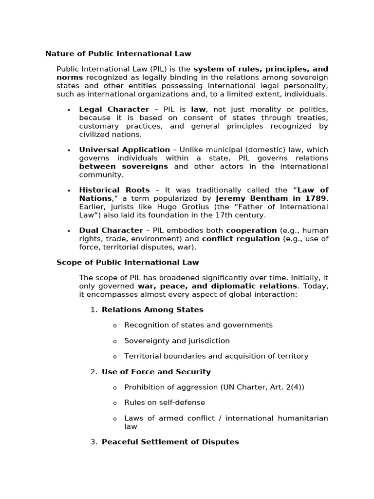 Nature of Public International Law | PDF | International Law | Treaty
