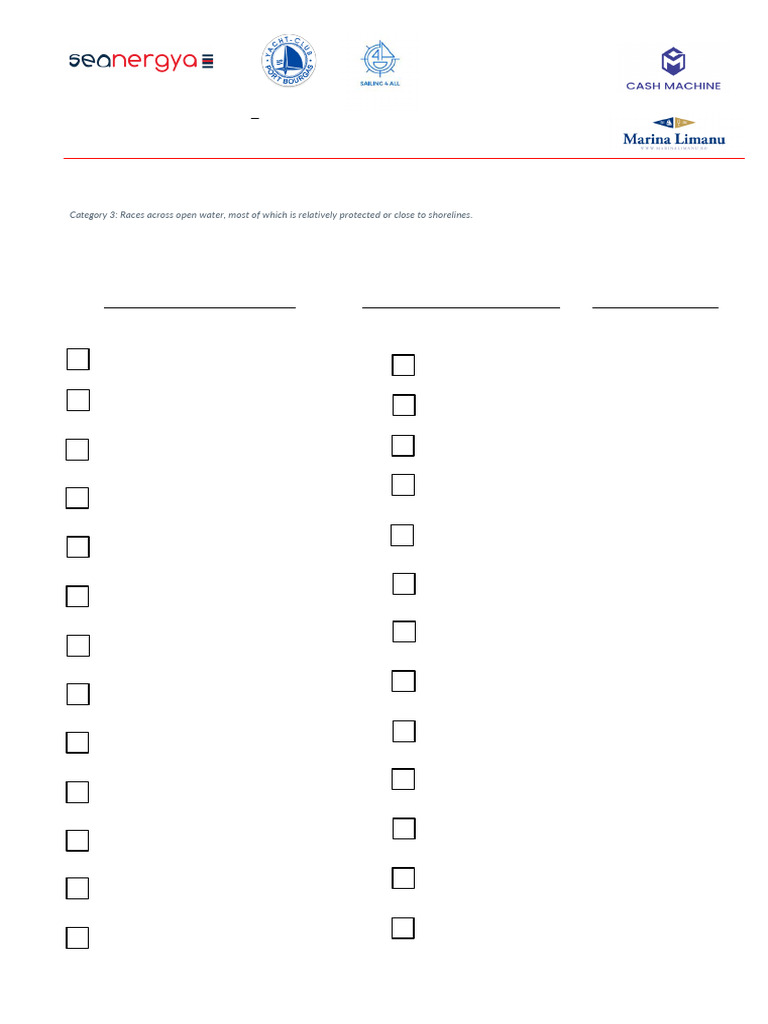 Safety Equipment Checklist for OSR Regatta | PDF | Flashlight | Navigation