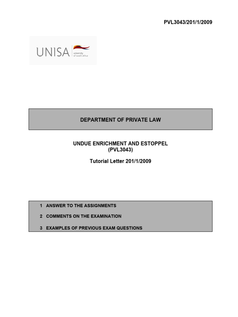 PVL3704 - Tutorial Letter 201 - 2009 | PDF | Overdraft | Business Law