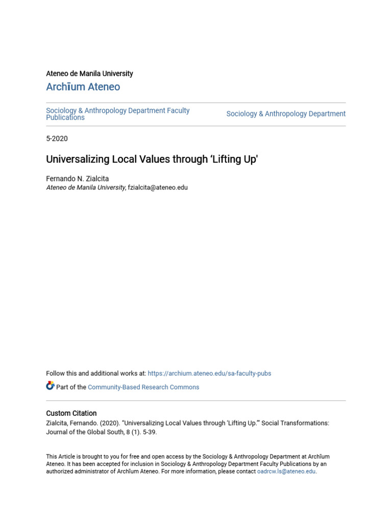 Universalizing Local Values in Sociology | PDF | Georg Wilhelm ...