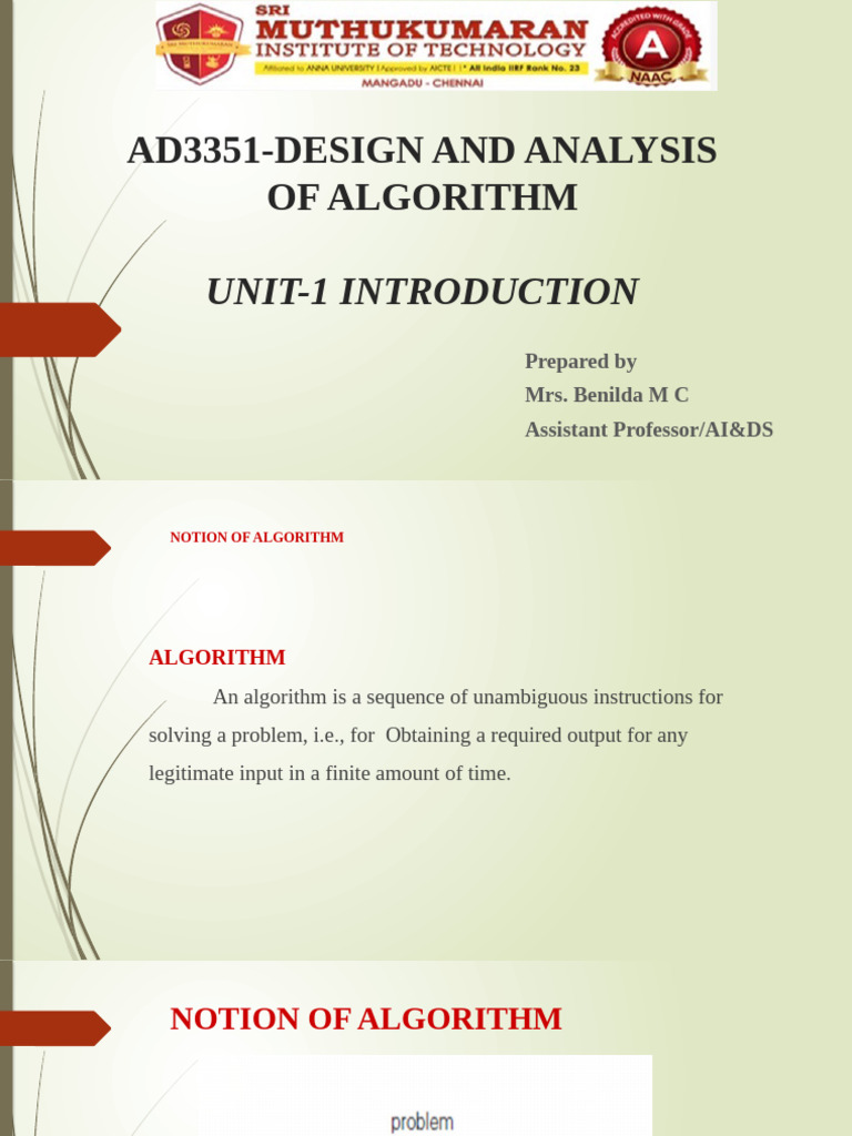 Introduction to Algorithm Design and Analysis | PDF | Algorithms ...
