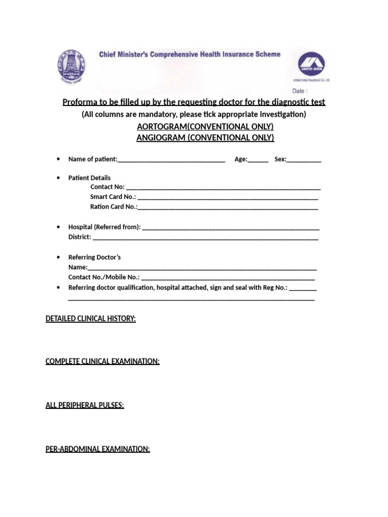 Diagnostic Test Request Form Template | PDF