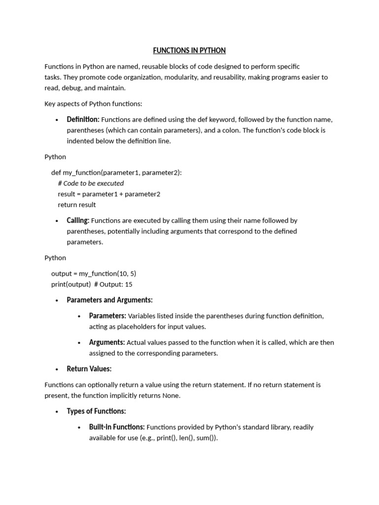 Understanding Python Functions | PDF | Parameter (Computer Programming ...