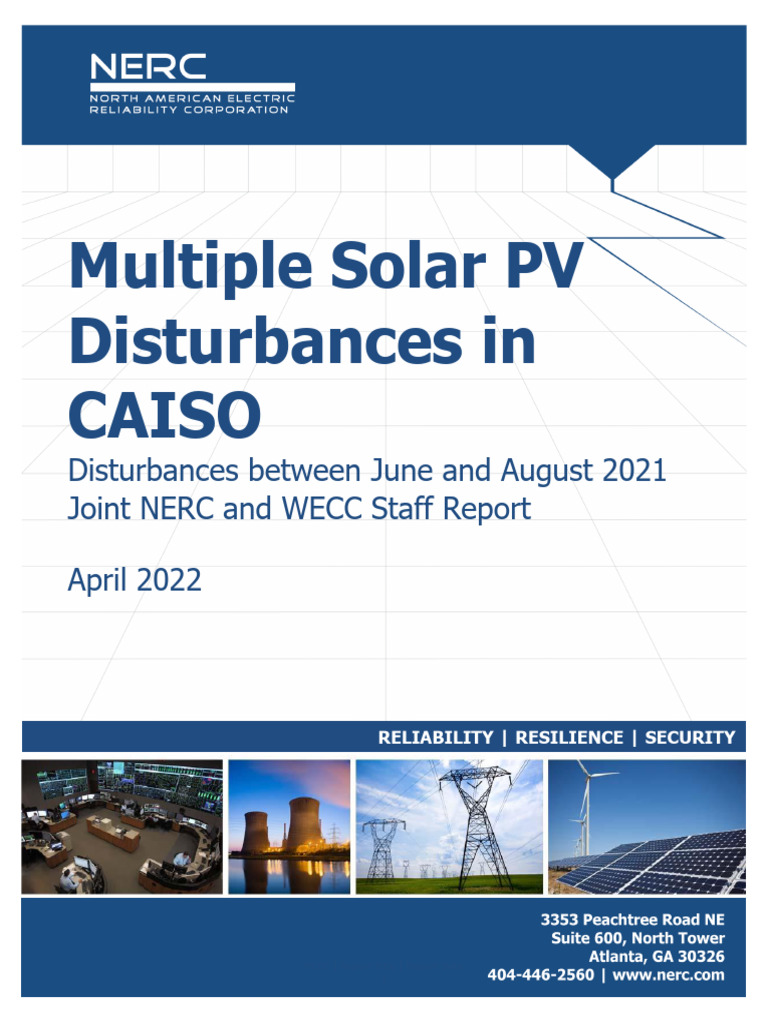 NERC 2021 California Solar PV Disturbances Report | PDF | Power ...