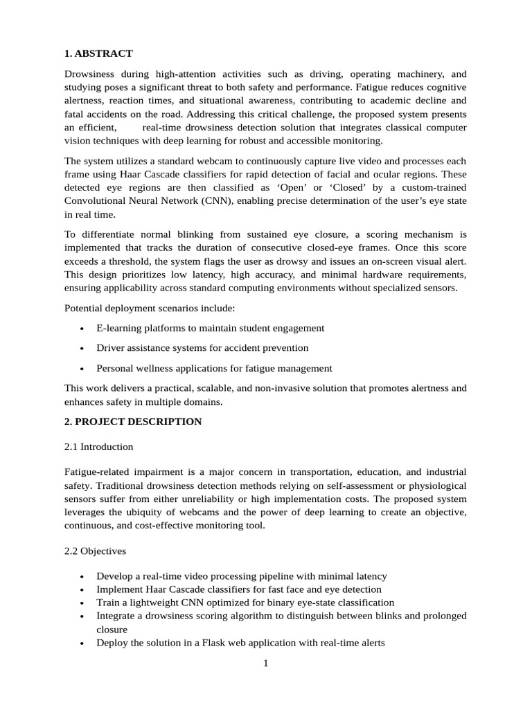 Real-Time Drowsiness Detection System | PDF | Deep Learning ...