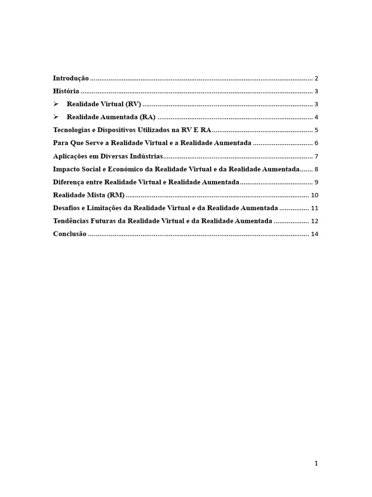 Trabalho de IAG - Realidade Virtual e Realidade Aumentada | PDF ...