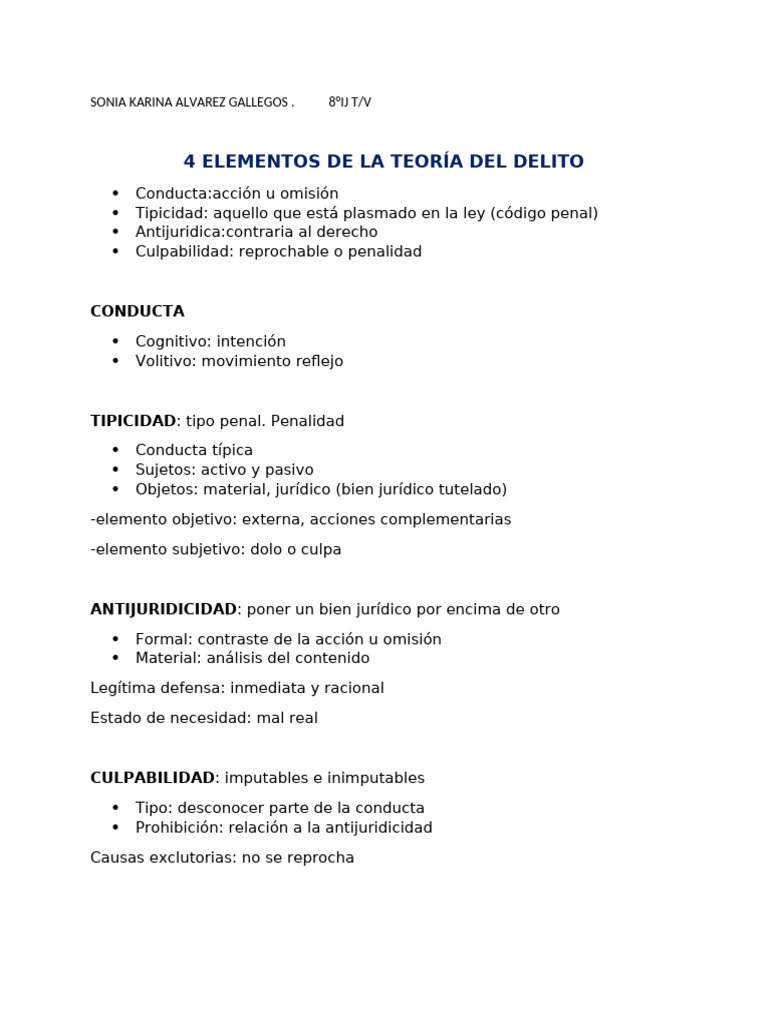 Elementos Clave de la Teoría del Delito | PDF