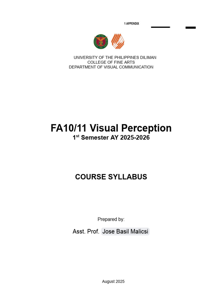 Visual Perception Course Syllabus | PDF | Perception | Plagiarism