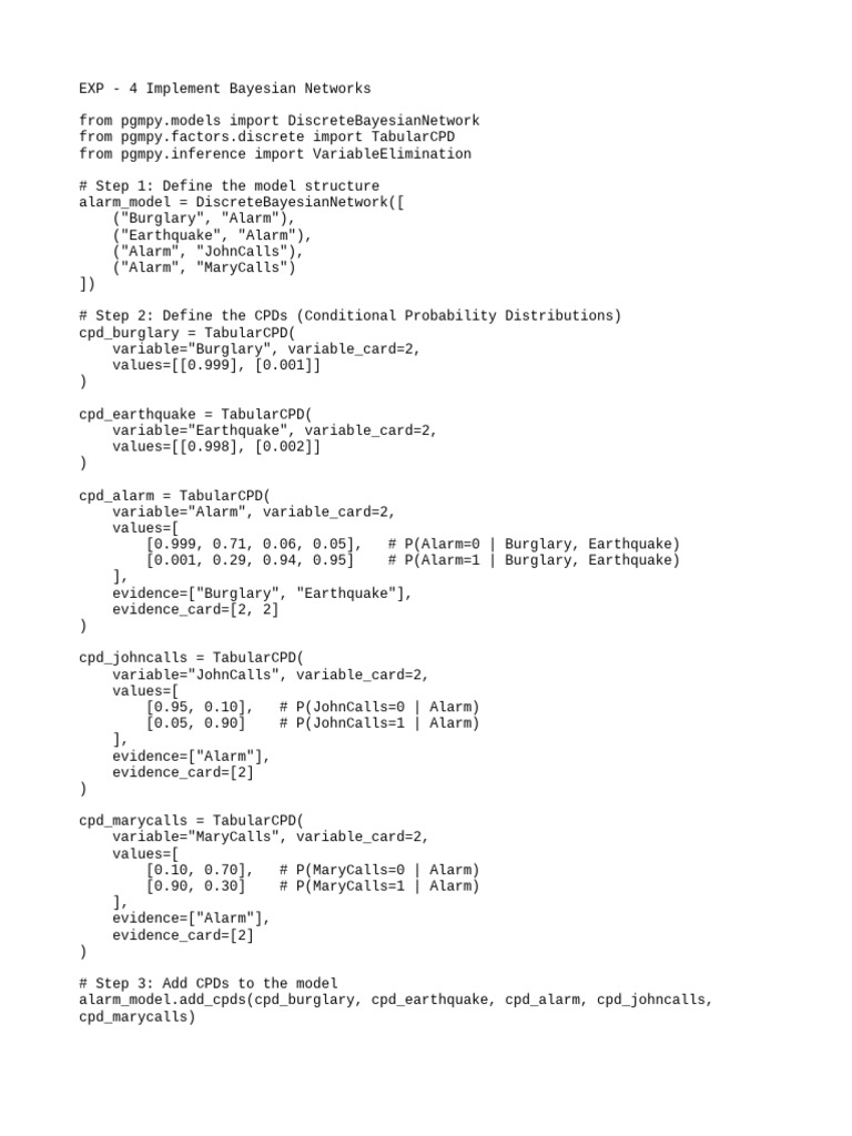Implementing Bayesian Networks in Python | PDF