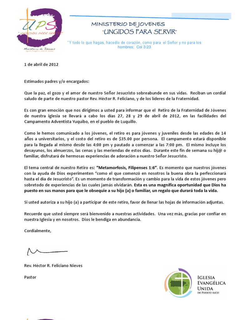Carta y Permiso Retiro 2012