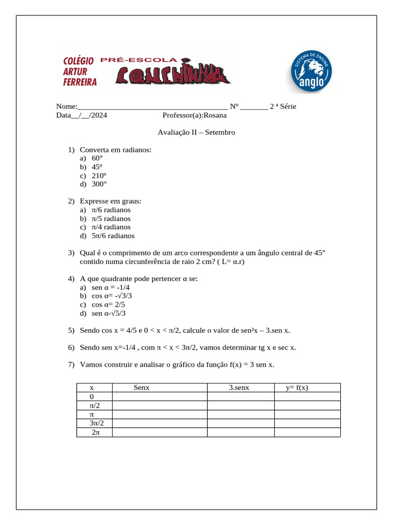 Prova 2 Do 2 Ano - Conchinha | PDF