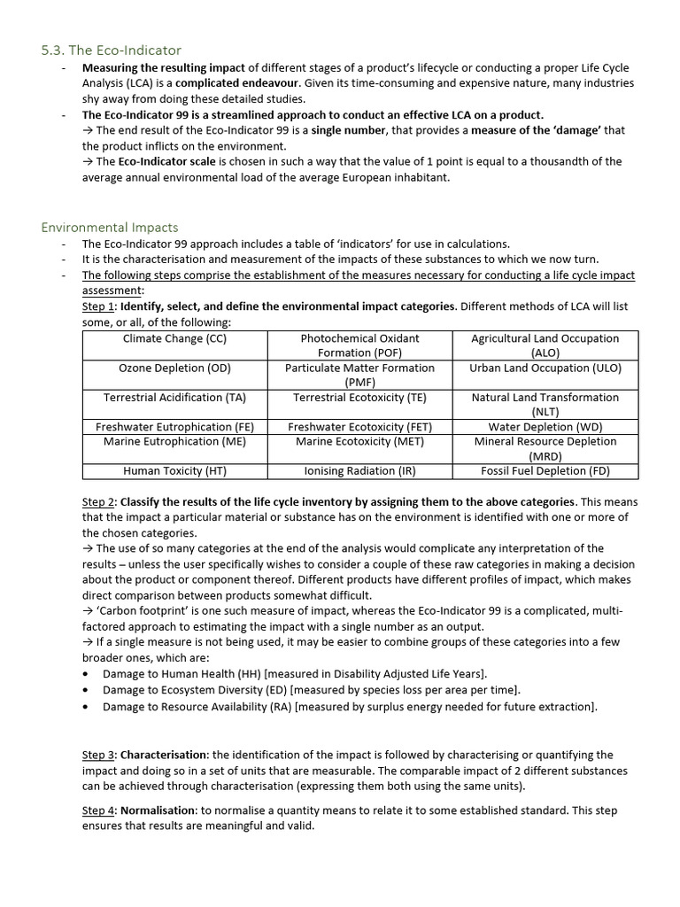 Eco-Indicator 99: Streamlined LCA Guide | PDF | Life Cycle Assessment ...